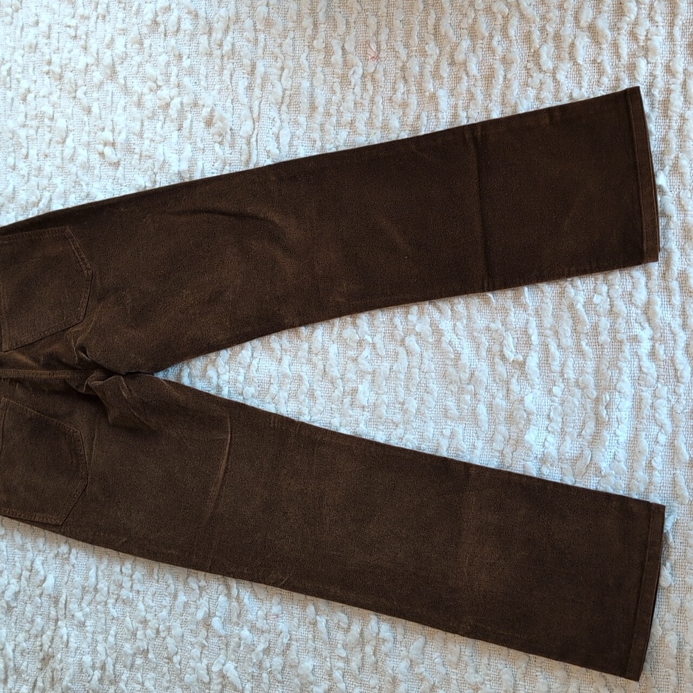 Madewell Pecan Chocolate Longline Straight Pants 27 Regular Velour Velvet - Picture 8 of 12